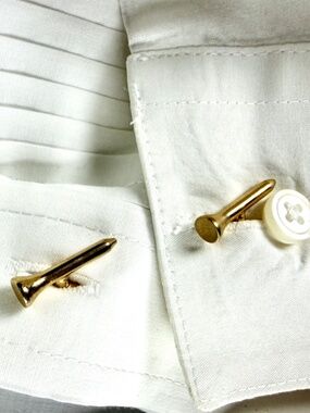 Vintage Golf Tee Cufflinks Hickok USA Gold Tone Pair Prom Wedding Groom Tux